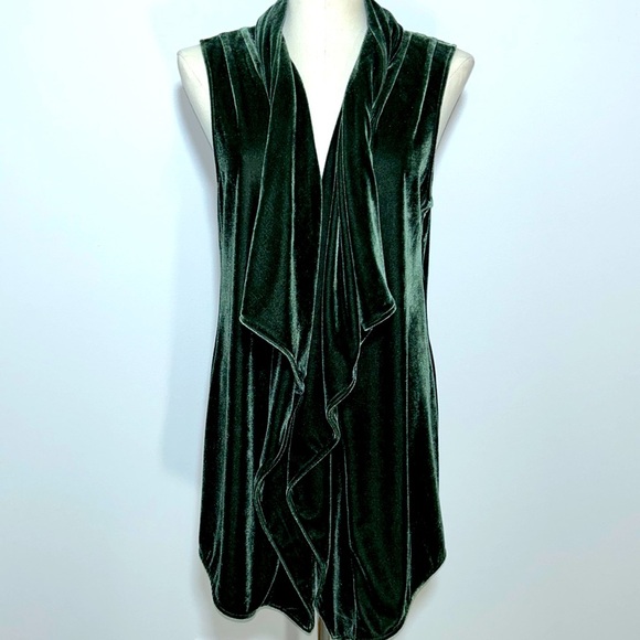 Soft Surroundings Forest Green Velvet Valencia Vest Size M - Picture 2 of 8